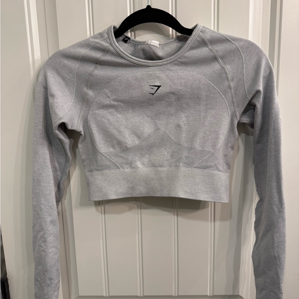 Gymshark Light Gray Seamless Long-Sleeve Crop Top